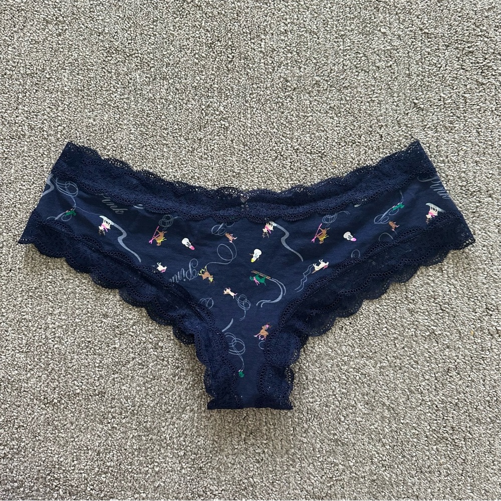 Victoria’s Secret PINK Lace-Trim‎ Cheekster Panty Size XL Reindeer